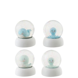 Globe d'eau avec baleine ou pieuvre bleu 6.5x6.5x8.5 cm (Vendu par 4 minimum)