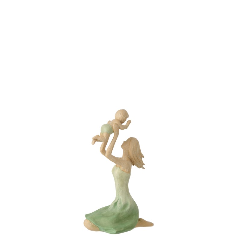 Figurine mère avec bébé en polyrésine vert 12x9.5x19 cm Figurine mère avec bébé en polyrésine vert 12x9.5x19 cm