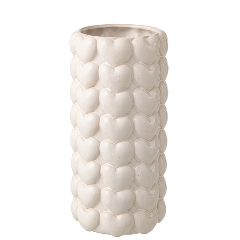 Vase avec cœurs en céramique beige 16x16x32.5 cm Vase avec cœurs en céramique beige 16x16x32.5 cm