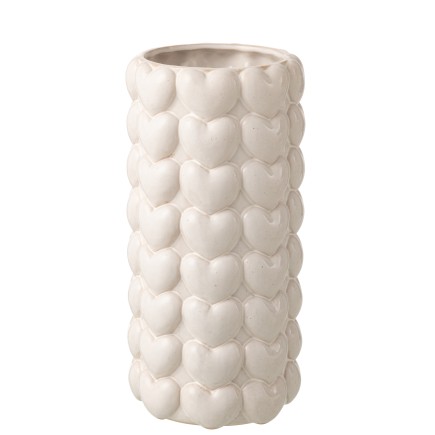 Vase avec cœurs en céramique beige 16x16x32.5 cm