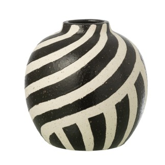 Vase à rayures en céramique blanche 25.5x25.5x23.5 cm