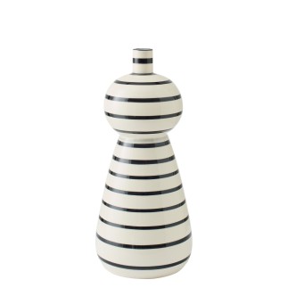 Vaso a strisce in ceramica bianca 17x17x50 cm