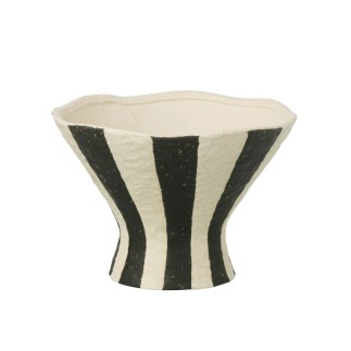 Jarrón con rayas de cerámica blanca 23,5 x 23,5 x 16 cm
