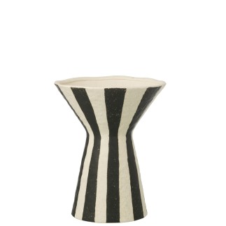 Vaso a righe in ceramica bianca 24,5x24,5x30 cm