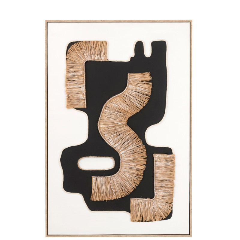 Tableau décoratif en bois et toile beige et noir 83x4.3x123 cm Tableau décoratif en bois et toile beige et noir 83x4.3x123 cm