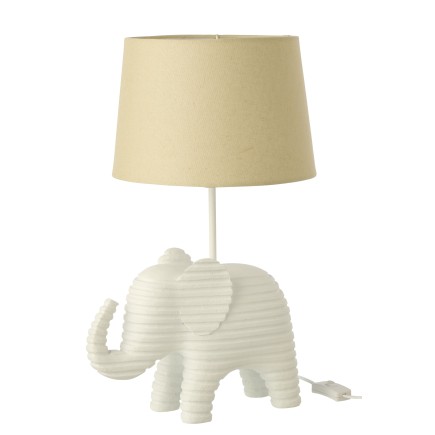Lampe éléphant ligné en polyrésine blanc 31.2x26x48 cm