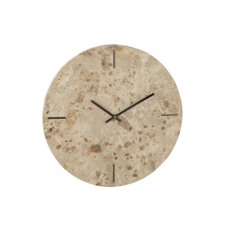 Horloge ronde en marbre beige 41x3x41 cm