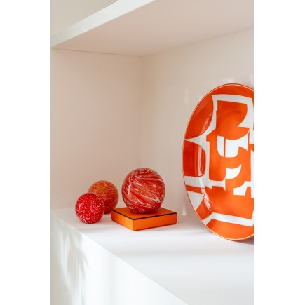 Presse-papier balle en verre orange 10x10x10 cm