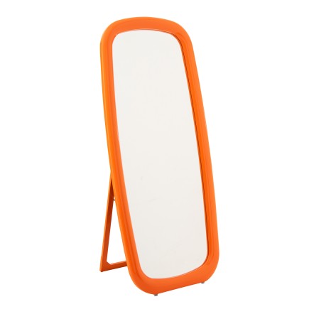 Miroir rectangle sur pied cadre bois orange  80x7x180 cm
