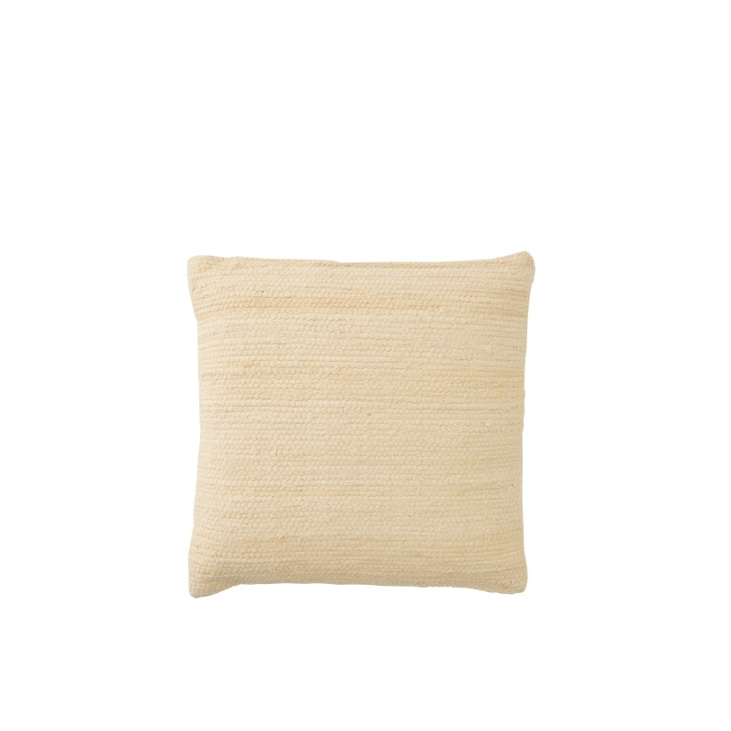 Coussin carré en coton beige 45x45x15 cm Coussin carré en coton beige 45x45x15 cm