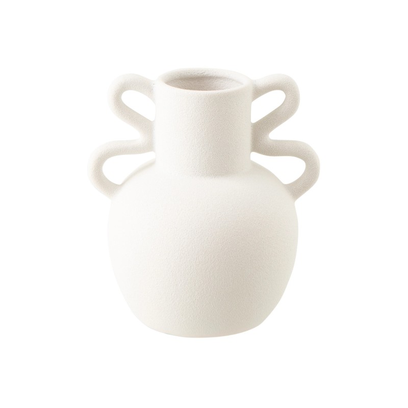 Vase 2 anses en céramique blanc 20x16.5x21 cm