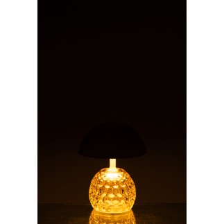 Lampe de table à led en verre et métal jaune 13.5x13.5x15.7 cm