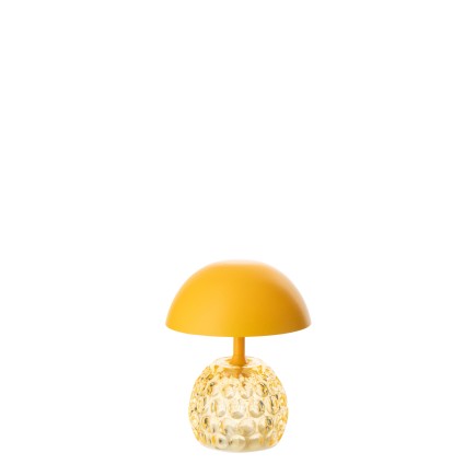 Lampe de table à led en verre et métal jaune 13.5x13.5x15.7 cm