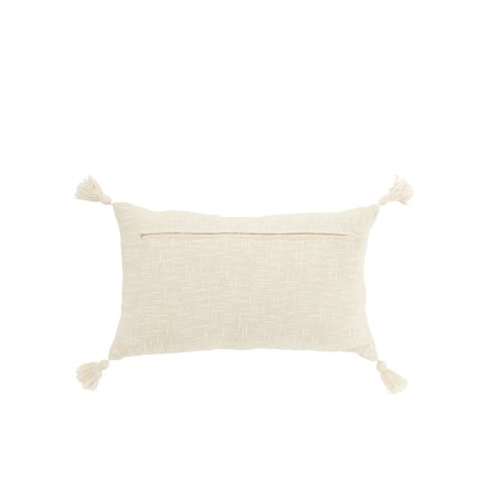 Coussin rectangulaire en coton blanc jaune 30x50x15 cm