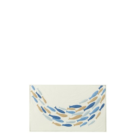 Décoration murale banc de poisson en métal blanc 60.8x3x36.8 cm