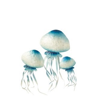 Décoration murale 3 méduse en métal bleu 91.4x4.4x66 cm