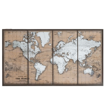 Mappa del mondo in vetro beige 143,5x2,5x81 cm