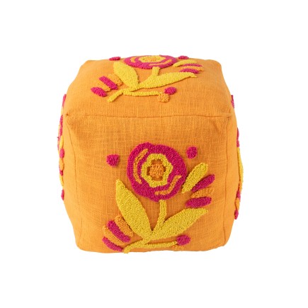 Pouf carré en coton orange 40x40x40 cm