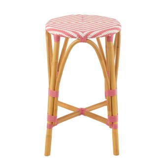 Tabouret haut en rotin rose 38x38x65 cm