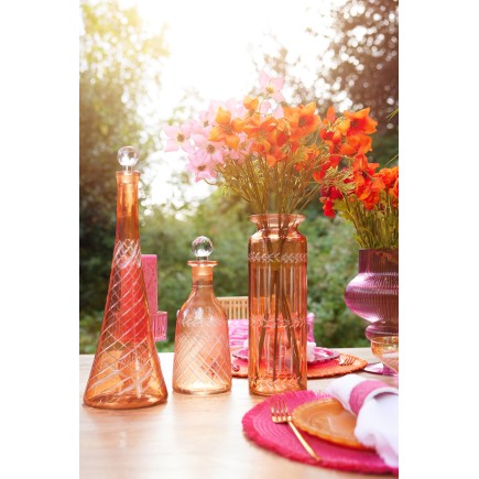 Carafe en verre orange 13x13x43 cm