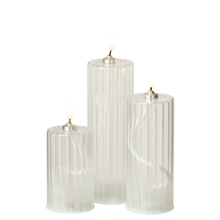 Bougie LED en verre transparent 6x6x18 cm