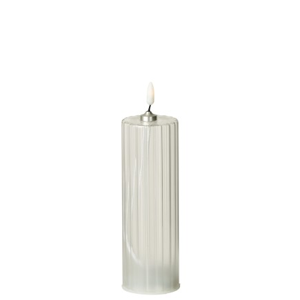 Bougie LED en verre transparent 6x6x18 cm