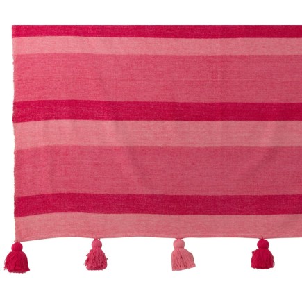 Plaid floches en coton rose 180x130 cm