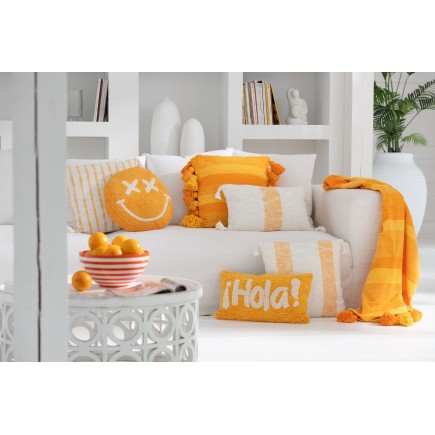 Coussin floches en coton orange 50x50x15 cm