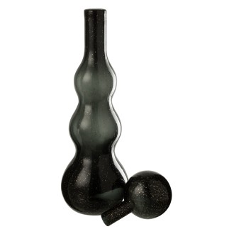 Bouteille déco avec bouchon en verre noir 14.5x14.5x52 cm