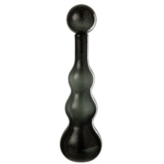 Bouteille déco avec bouchon en verre noir 14.5x14.5x52 cm