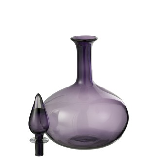 Bouteille déco avec bouchon en verre mauve 26.5x26.5x33 cm