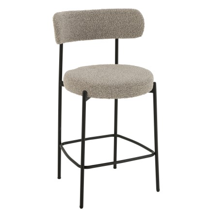 Chaise de bar tissu gris pied métal noir 53x48x97 cm