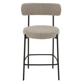 Chaise de bar tissu gris pied métal noir 53x48x97 cm