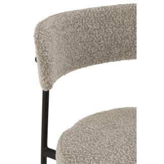 Chaise de bar tissu gris pied métal noir 53x48x97 cm