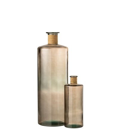 Vase bouteille en verre marron 25x25x75 cm