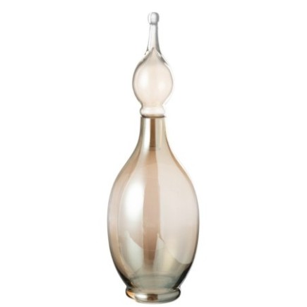 Bouteille déco avec bouchon en verre beige 17x17x53 cm