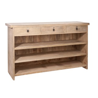 Barra 3 cajones y estantes de madera natural 180.5x55x104.5 cm