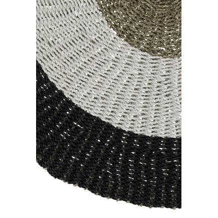 Tapis rond en polypropylène blanc et noir 120x120x2 cm
