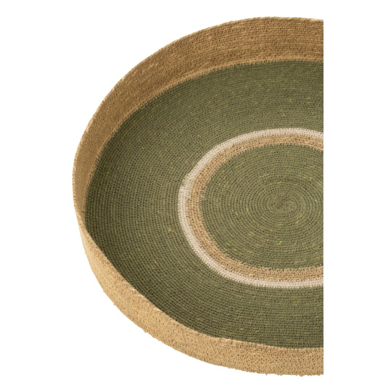 Vassoio rotondo in giunco verde 50x50x7 cm