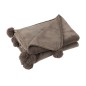 Plaid avec pompons en polyester taupe foncé 176x128cm Plaid avec pompons en polyester taupe foncé 176x128cm