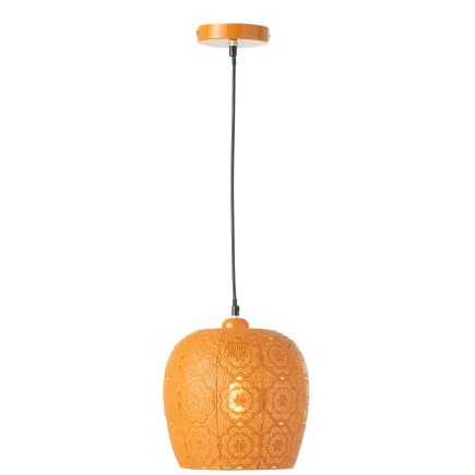 Lampe suspendue en métal orange 23.5x23.5x39 cm