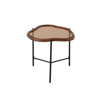 Table basse irrégulière en verre marron 64x45x48 cm