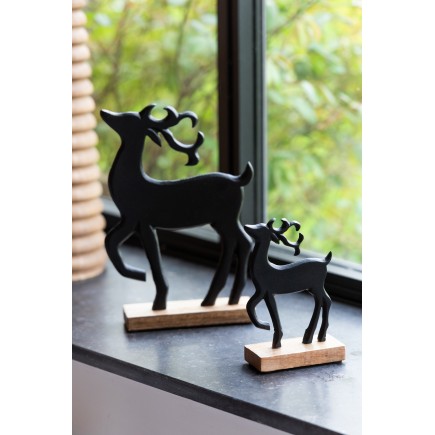 Décoration "Renne" en aluminium noir 18x5x26.5 cm