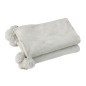 Plaid avec pompons en polyester gris clair 176x128cm Plaid avec pompons en polyester gris clair 176x128cm