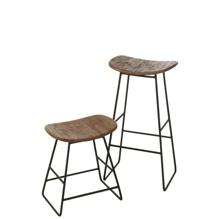 Tabouret rectangulaire en métal naturel 40x30x74 cm