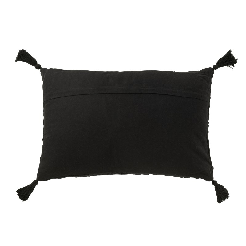 Coussin rectangulaire avec floches en coton noir 60x40x12 cm Coussin rectangulaire avec floches en coton noir 60x40x12 cm