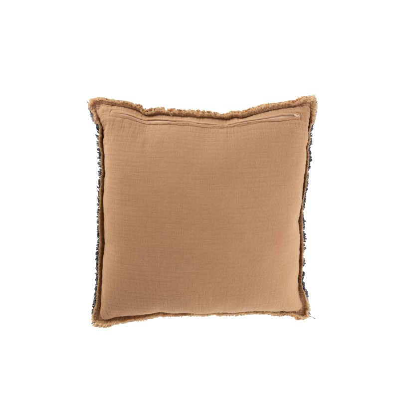 Cuscino quadrato in poliestere marrone chiaro con bordi sfrangiati 45x45x12cm Cuscino quadrato in poliestere marrone chiaro con bordi sfrangiati 45x45x12cm