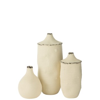 Vase en céramique beige 17x17x40.5 cm