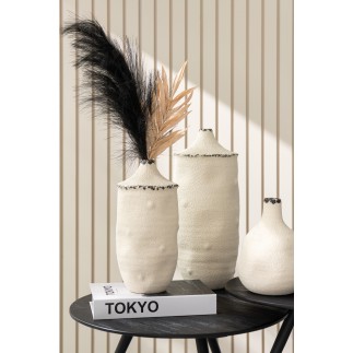 Vase en céramique beige 17x17x40.5 cm