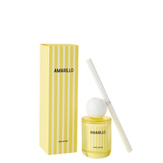 Diffuseur à roseaux « Citron » dans verre jaune 7.5x7.5x26.5 cm